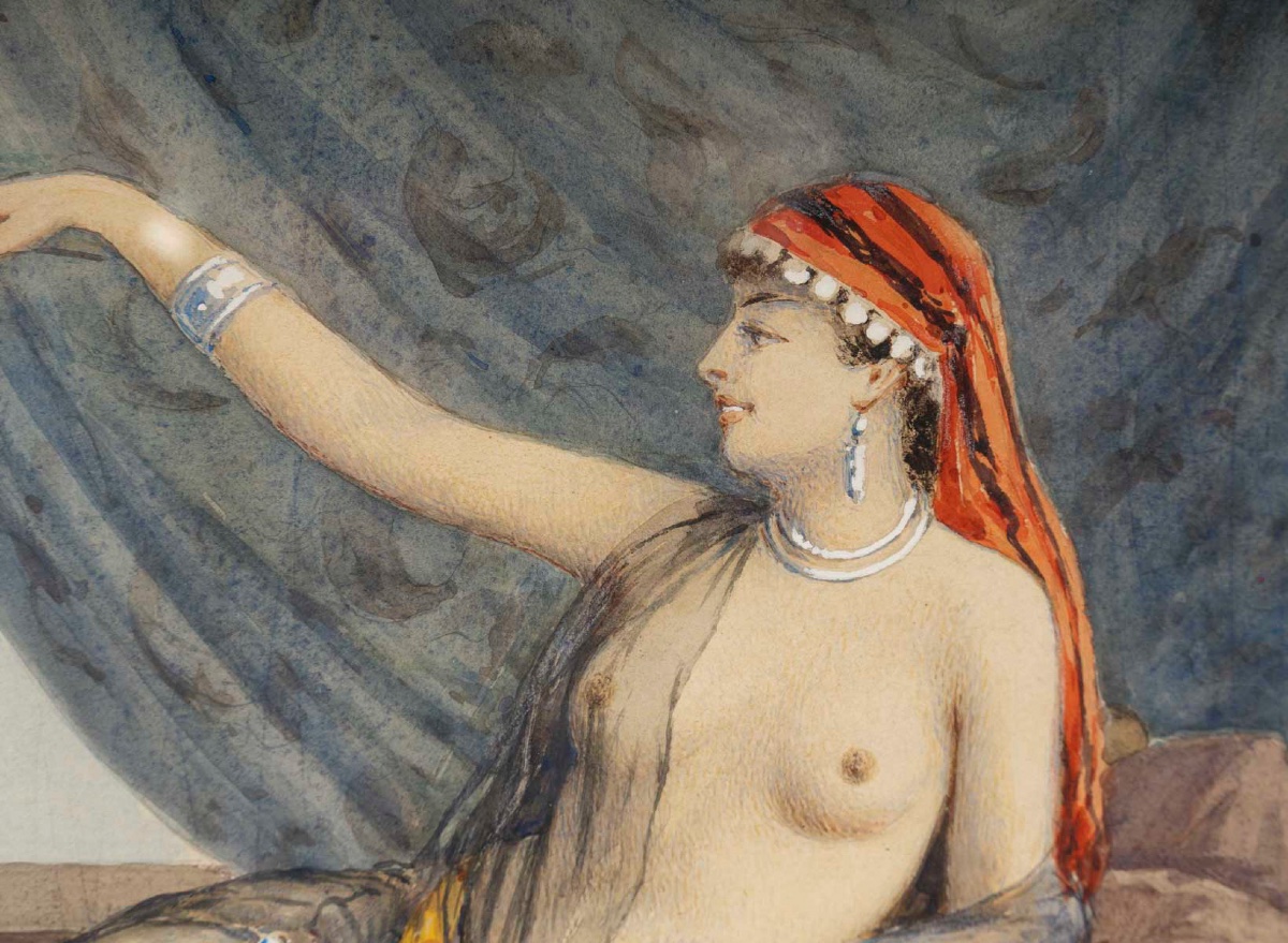 Marcel BLAIRAT (1849-1891)  L’odalisque au perroquet-photo-4