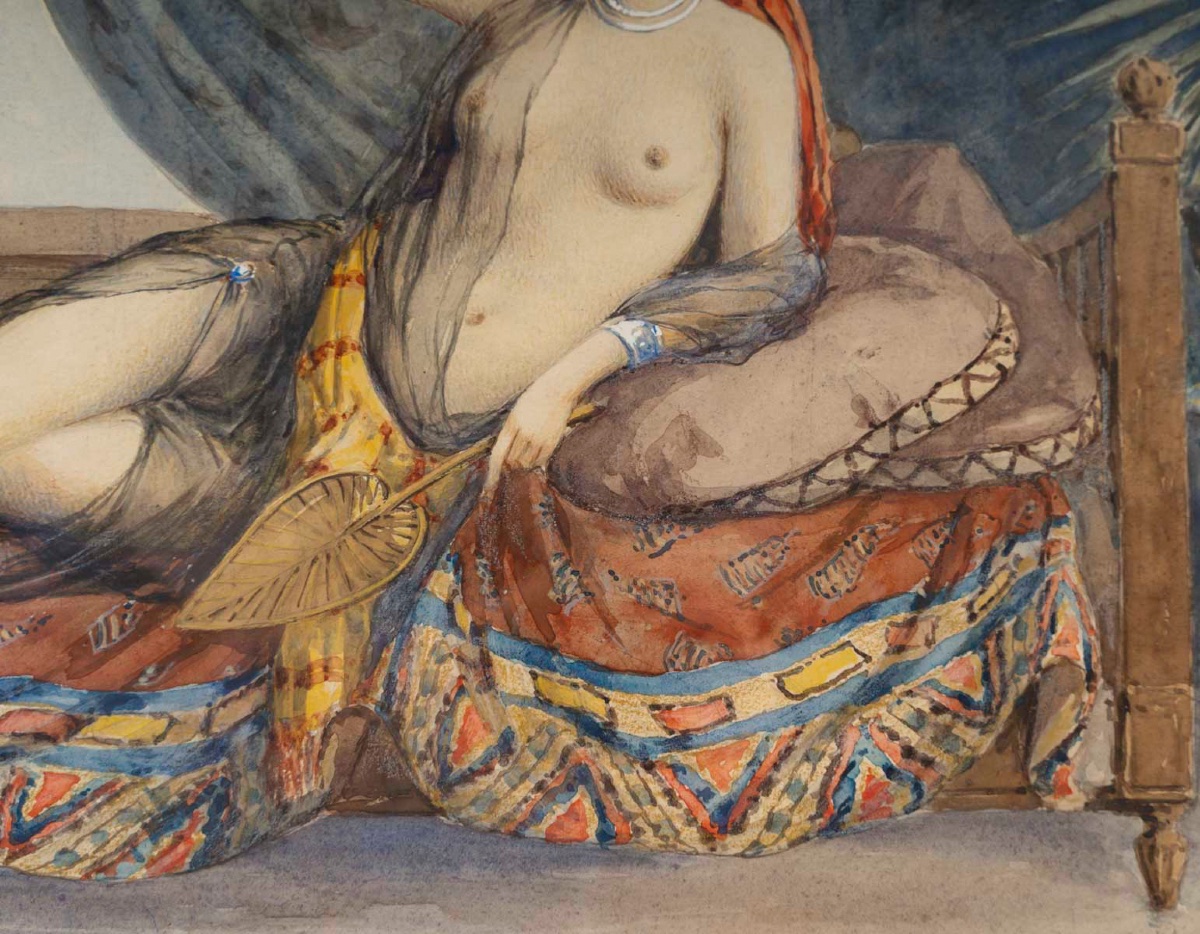 Marcel BLAIRAT (1849-1891)  L’odalisque au perroquet-photo-2
