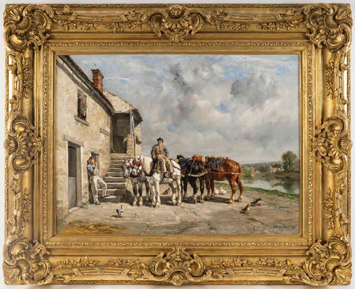 Jules, Jacques Veyrassat (1828–1893)  The Towing Horses-photo-2