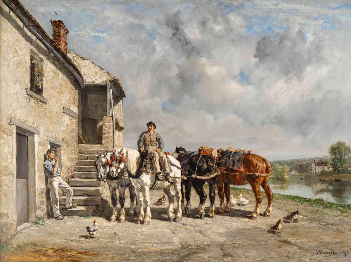 Jules, Jacques Veyrassat (1828–1893)  The Towing Horses