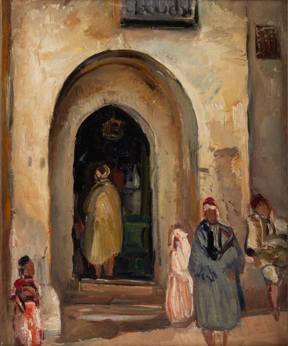  Fernand Allard l' Olivier (attrib.)( 1883, 1933)- Scène de rue Tunis -circa 1920.
