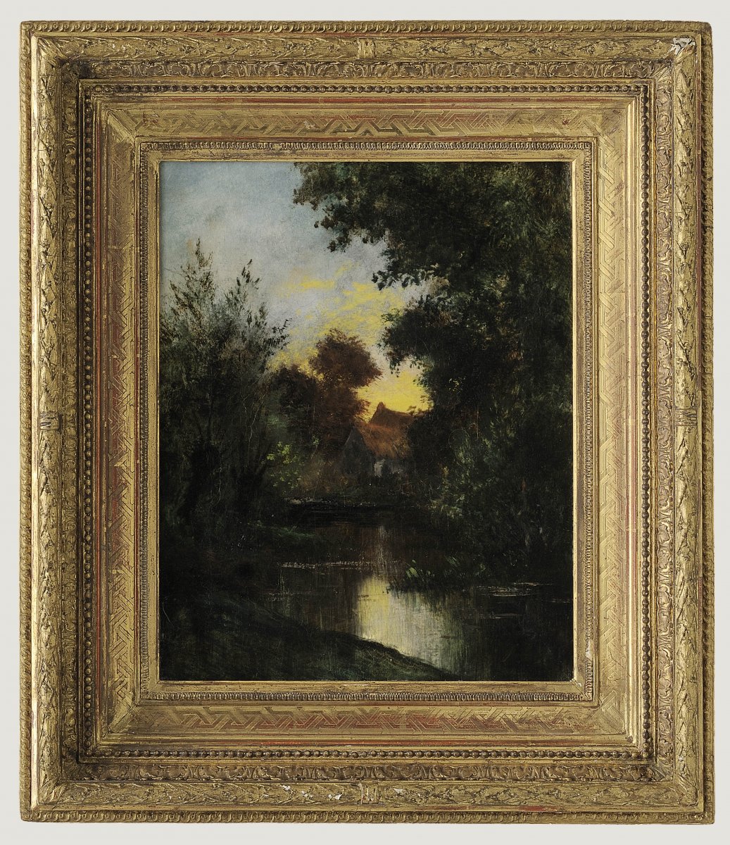 Jules DuprÉ (1812 - 1889) French - Mare Au Crépuscule.-photo-2