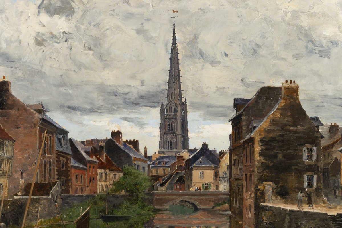 Frank Myers Boggs  (1855 - 1926) - Harfleur, Vue Du Quai De La Douane- Circa 1885.-photo-3