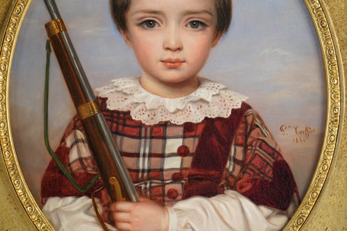 Marie, Pauline, Adrienne Coeffier (1814 – 1900)  « Portrait de jeune garçon », daté 1849 .-photo-3