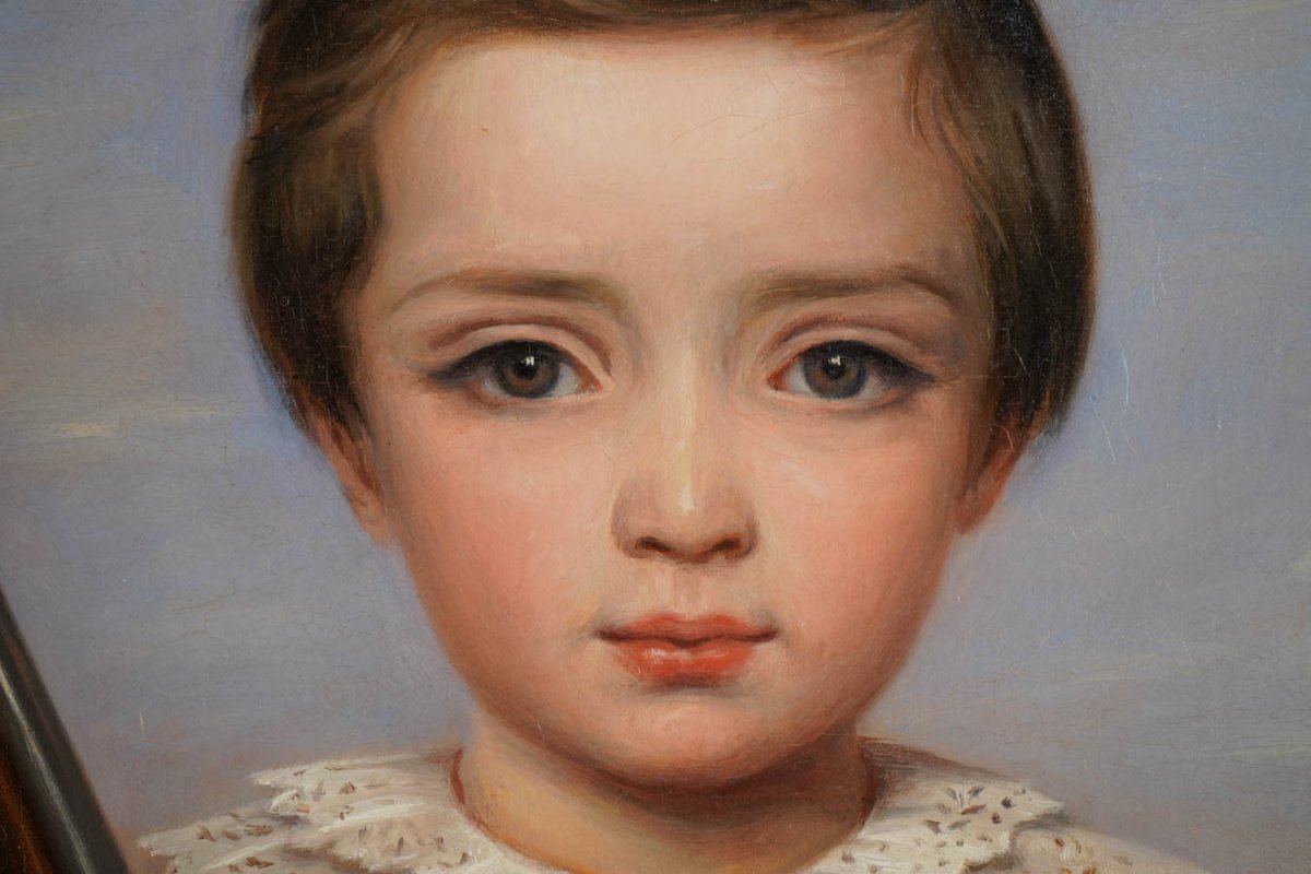 Marie, Pauline, Adrienne Coeffier (1814 – 1900)  « Portrait de jeune garçon », daté 1849 .-photo-4