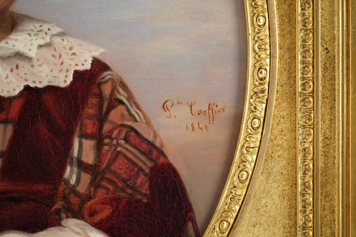 Marie, Pauline, Adrienne Coeffier (1814 – 1900)  « Portrait de jeune garçon », daté 1849 .-photo-2