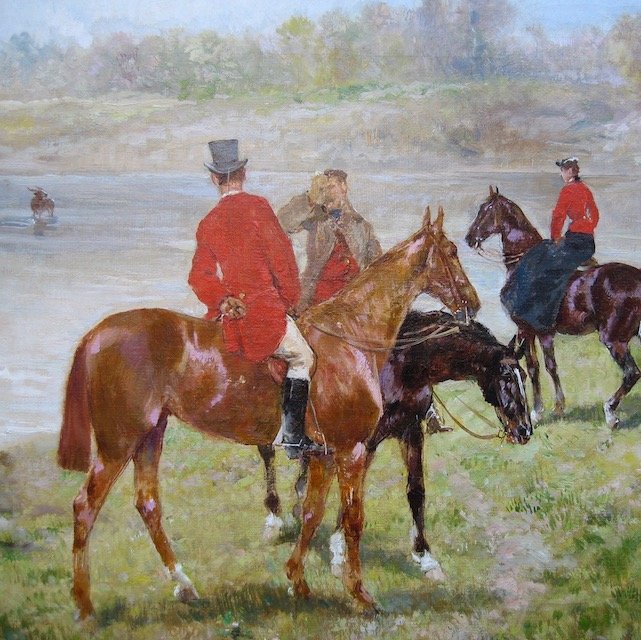 Brown John , Lewis (bordeaux 1829, Paris 1890)- Bat-l’eau, Scène De Chasse à Courre.-photo-1