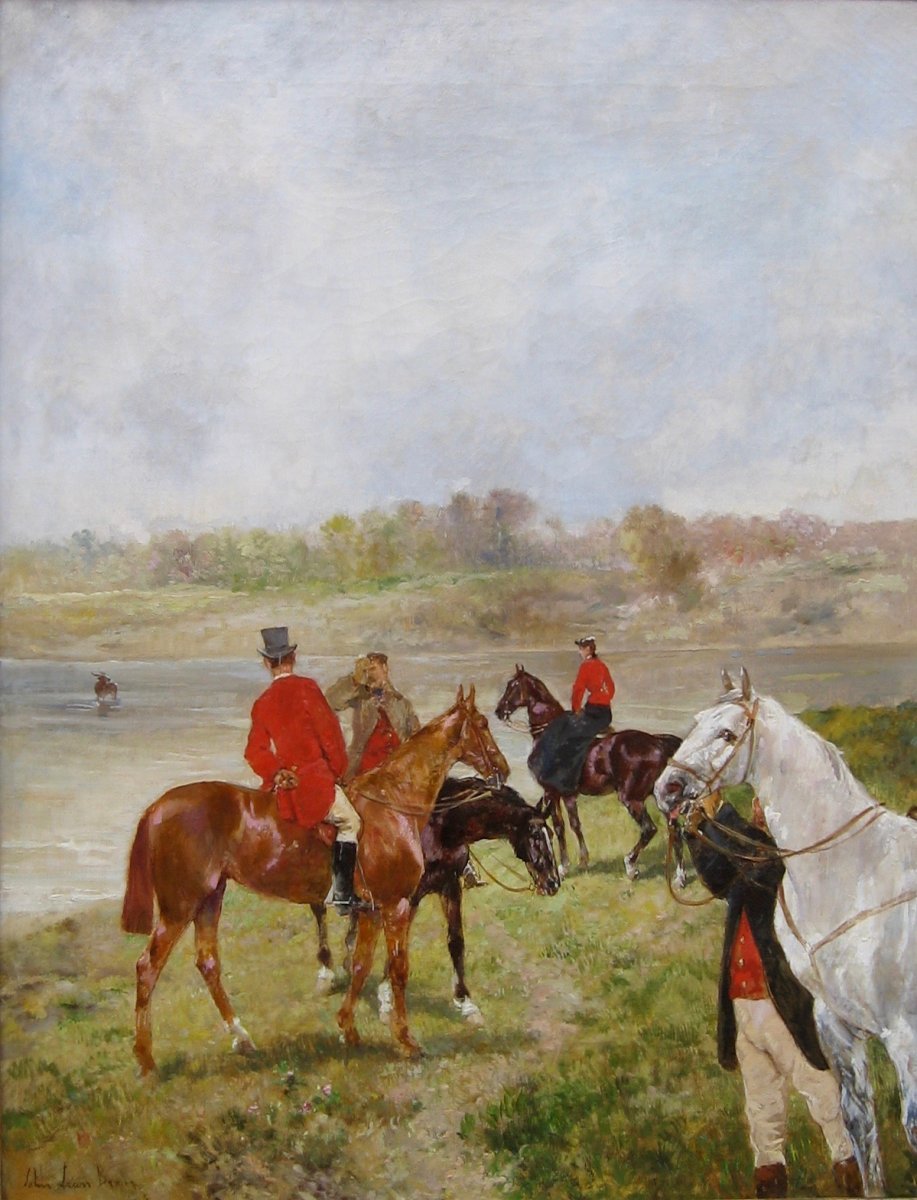 Brown John , Lewis (bordeaux 1829, Paris 1890)- Bat-l’eau, Scène De Chasse à Courre.