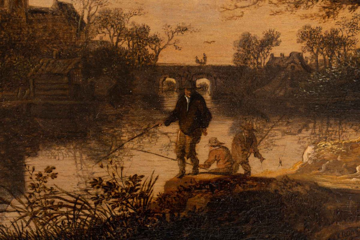 Anthony Jansz Van Der Croos (1606, 1662) - Fishermen At The Edge Of A Village-dated 1654.-photo-3