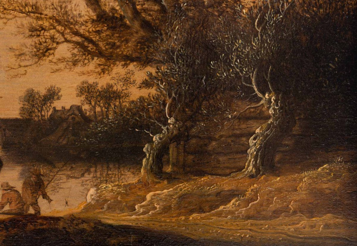 Anthony Jansz Van der Croos (1606, 1662)-  Les pêcheurs à l’orée d’un bourg- daté 1654.-photo-5