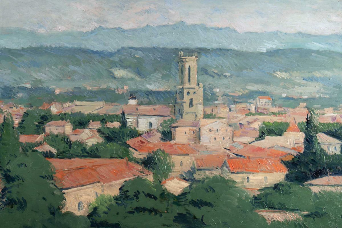Casimir REYMOND  (1893, 1969)  Suisse- Vue de l’atelier de Cézanne- Aix-en- Provence- cathédrale Saint-Sauveur - Daté 1937-photo-3