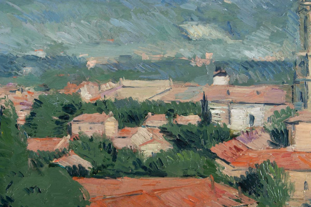Casimir REYMOND  (1893, 1969)  Suisse- Vue de l’atelier de Cézanne- Aix-en- Provence- cathédrale Saint-Sauveur - Daté 1937-photo-2
