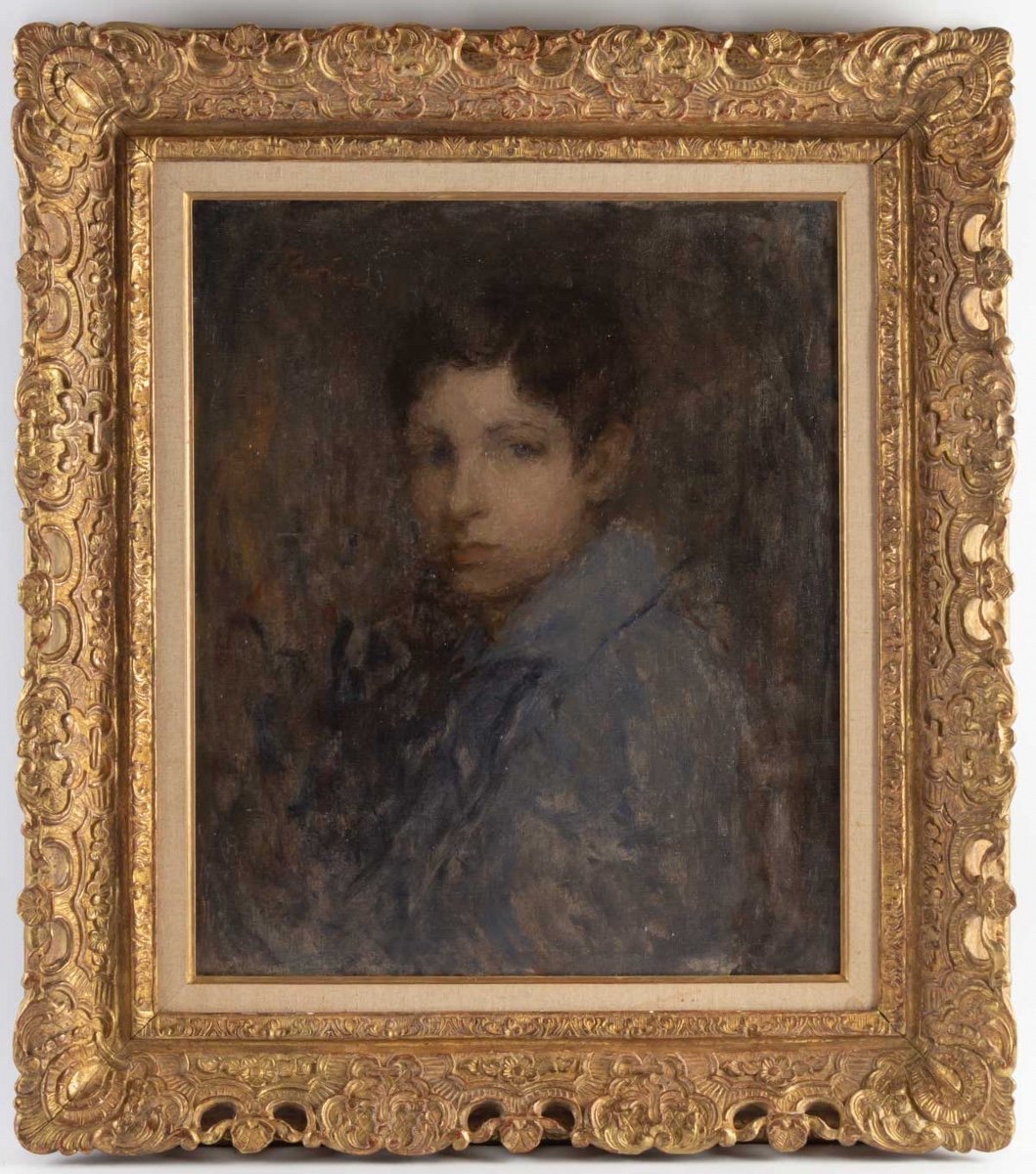 József RIPPL-RÓNAI (1861, 1927) -Portrait de jeune garçon à la blouse bleue - Circa 1891/1894-photo-2