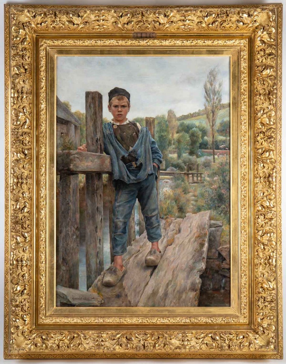 Christian DE MARINITSCH (1868-1954)- Jeune breton sur un ponton de moulin -Pont Aven .-photo-2