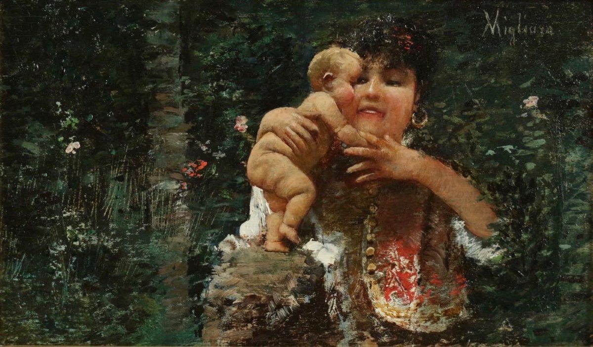 Vincenzo Migliaro (1858 - 1938) - Maternity- Circa 1890.