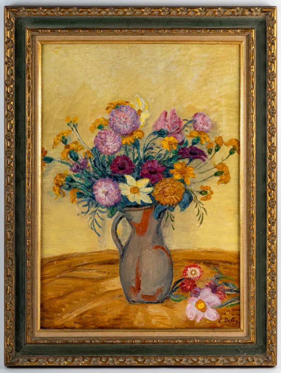 Léon DETROY (1857 – 1955)  -  Le Bouquet Jaune .-photo-2