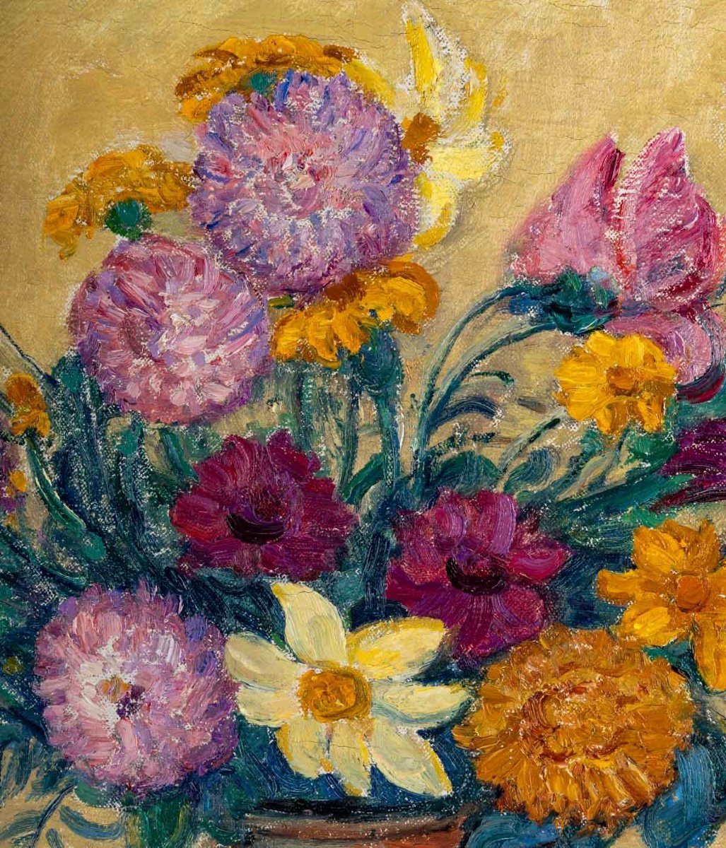 Léon DETROY (1857 – 1955)  -  Le Bouquet Jaune .-photo-3