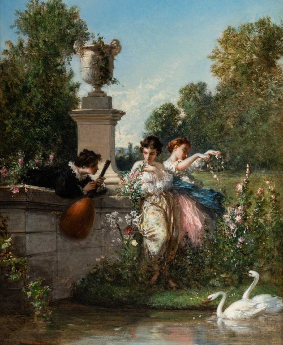 Charles-édouard De Beaumont (1812 – 1888) - Spring Scene, Circa 1860.