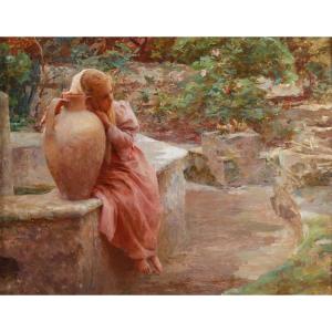 Henri Paul Royer ( 1869 - 1938 ) - Enfant à La Fontaine.