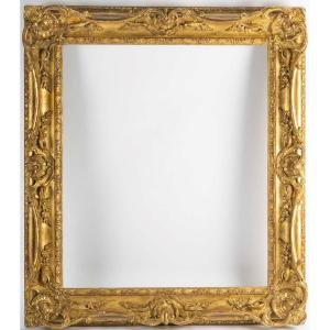 Cadre 12 F, style louis XV, doré à la feuille d’or, XIXème