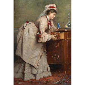 Louis, Charles VERWÉE (1832 - 1882)  Le bijou, daté 1875