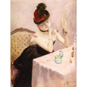 Georges-antoine Rochegrosse (1859 - 1938) Woman Powdering Herself
