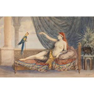 Marcel BLAIRAT (1849-1891) L’odalisque au perroquet