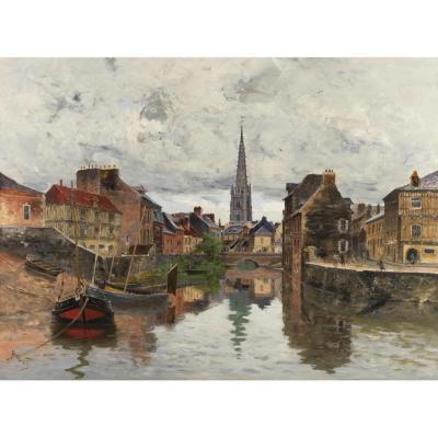 Frank Myers Boggs  (1855 - 1926) - Harfleur, Vue Du Quai De La Douane- Circa 1885.