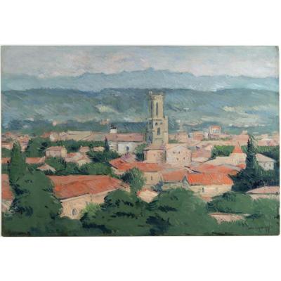 Casimir REYMOND  (1893, 1969)  Suisse- Vue de l’atelier de Cézanne- Aix-en- Provence- cathédrale Saint-Sauveur - Daté 1937
