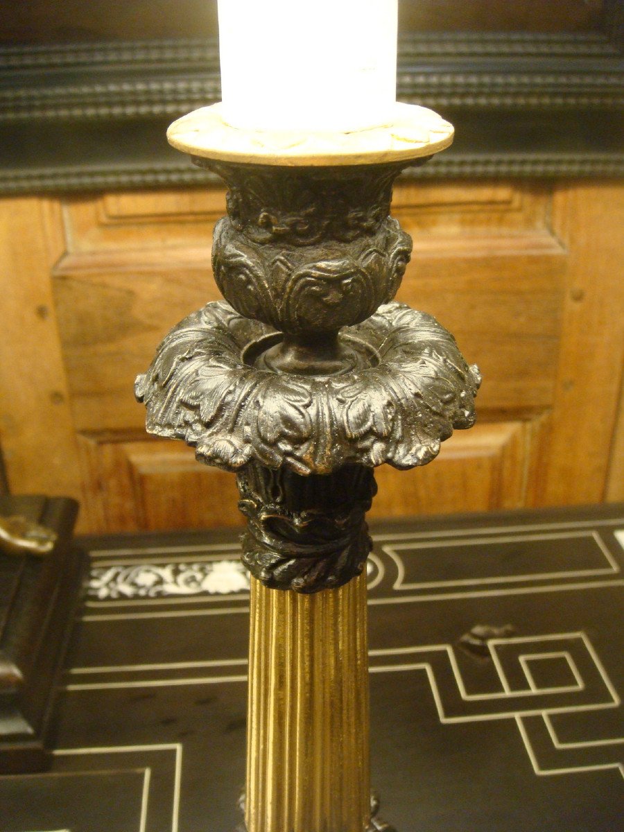 Pair Of Candlesticks In Bronze Lamps-photo-4