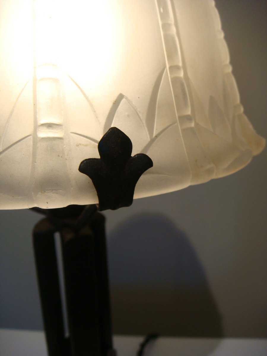 Lampe En Fer Forgé Epoque Art Déco-photo-4