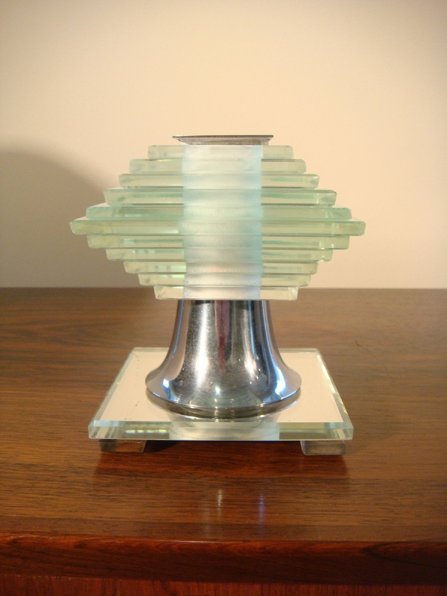 Petite Lampe Veilleuse à Pâte De Verre Art Déco -photo-2