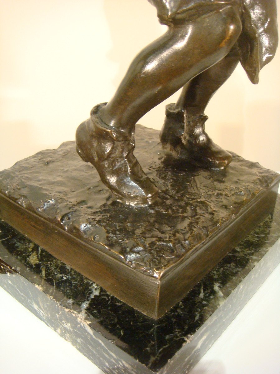 Sculpture En Bronze Homme Et Ses Enfants Léonardo Bistolfi-photo-6