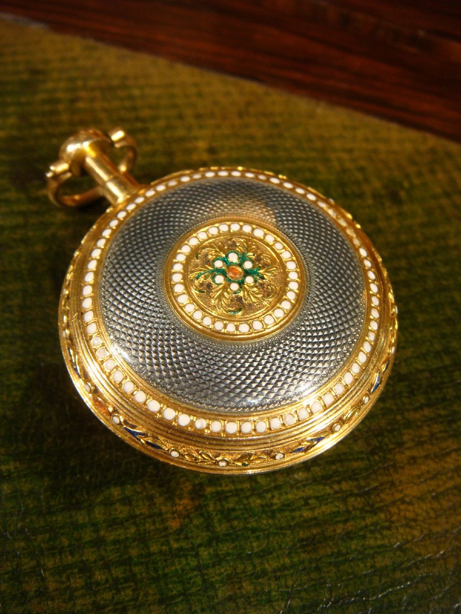 Women's Pocket Watch In Enameled Gold - Louis XVI Period-photo-3