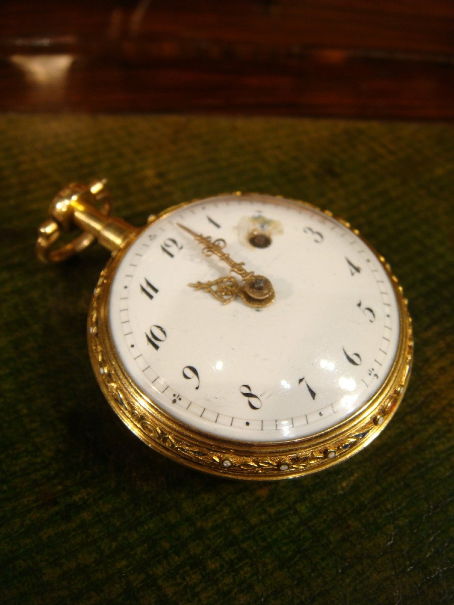 Women's Pocket Watch In Enameled Gold - Louis XVI Period-photo-4