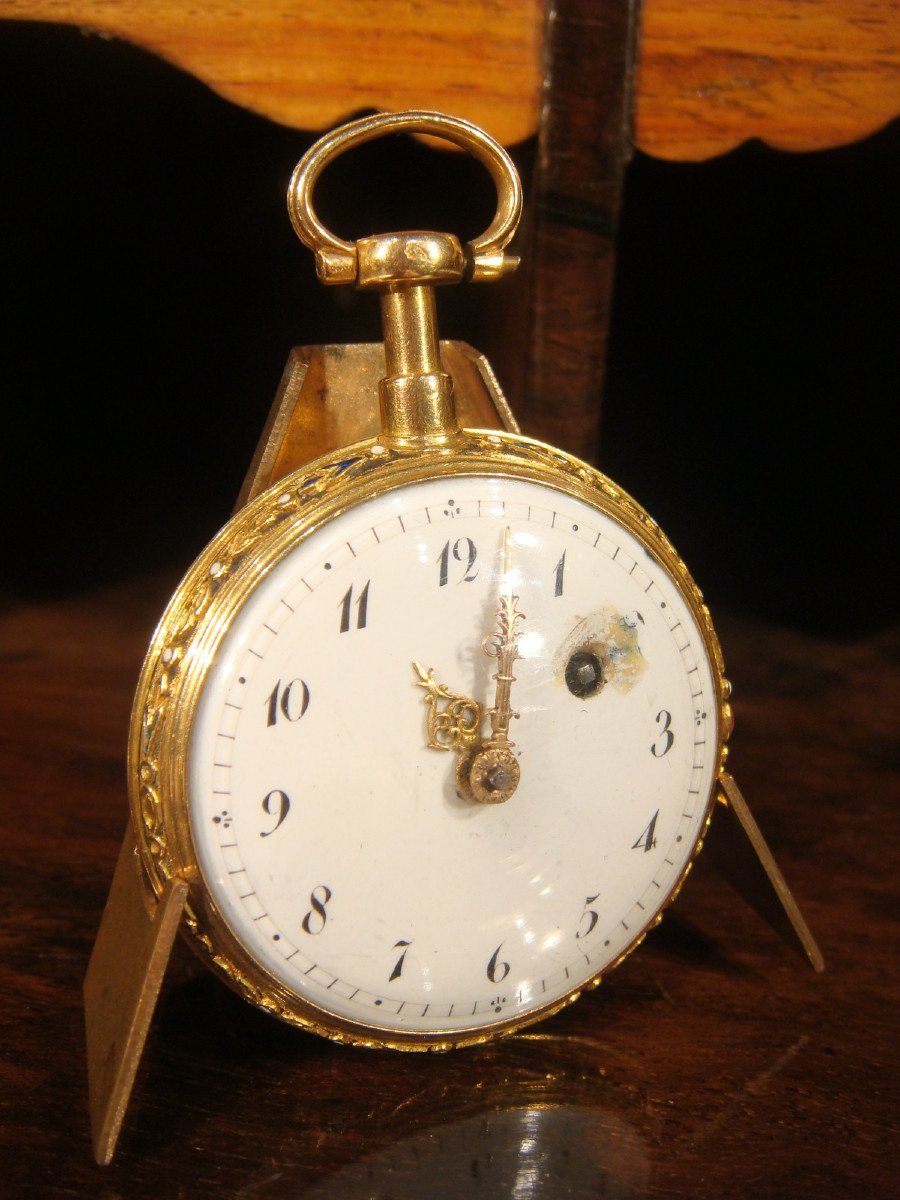 Women's Pocket Watch In Enameled Gold - Louis XVI Period-photo-1