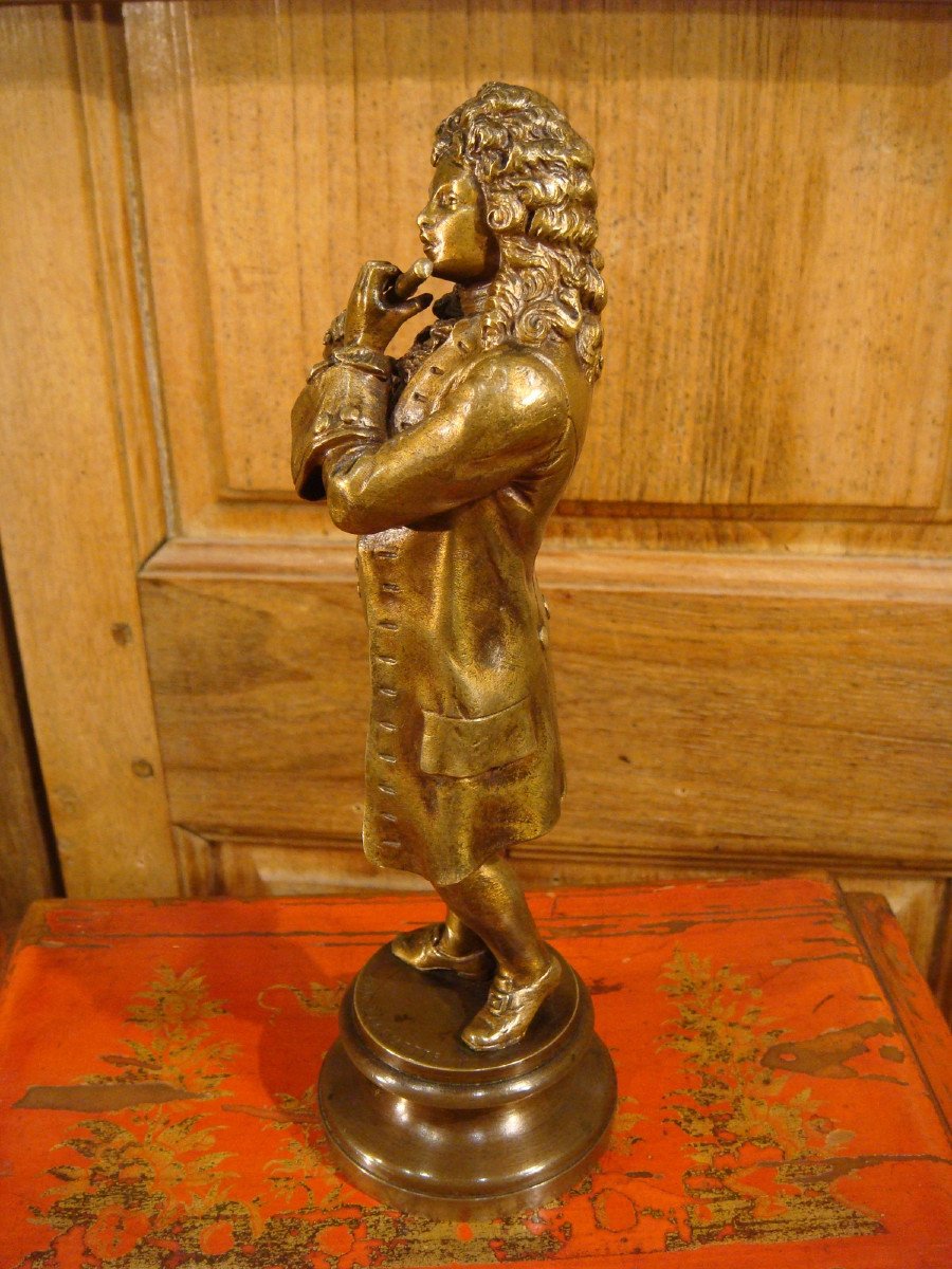 Sculpture En Bronze Representant Un Jeune Homme XVIII ème De Auguste Louis Lalouette -photo-3