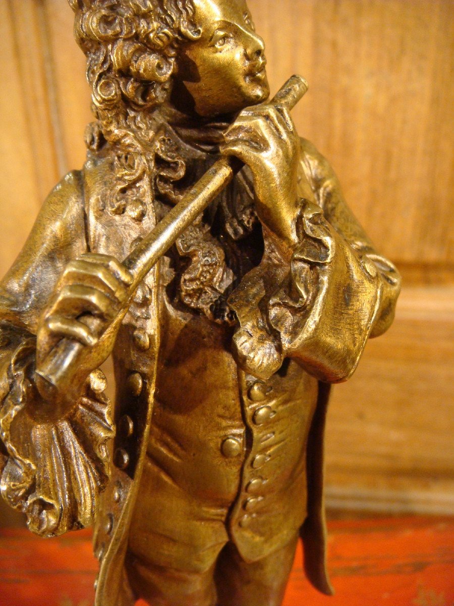 Sculpture En Bronze Representant Un Jeune Homme XVIII ème De Auguste Louis Lalouette -photo-2