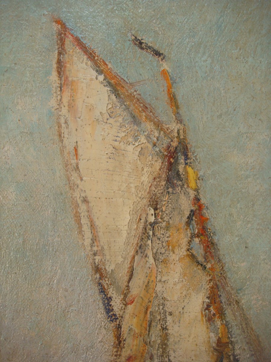 Tableau Marine Huile Sur Toile Voiliers André Wilder 1923-photo-6