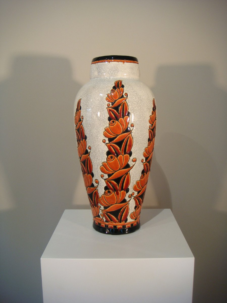 Vase Craquele Coquille D’oeuf Art Deco Boch Frères La Louvière-photo-2