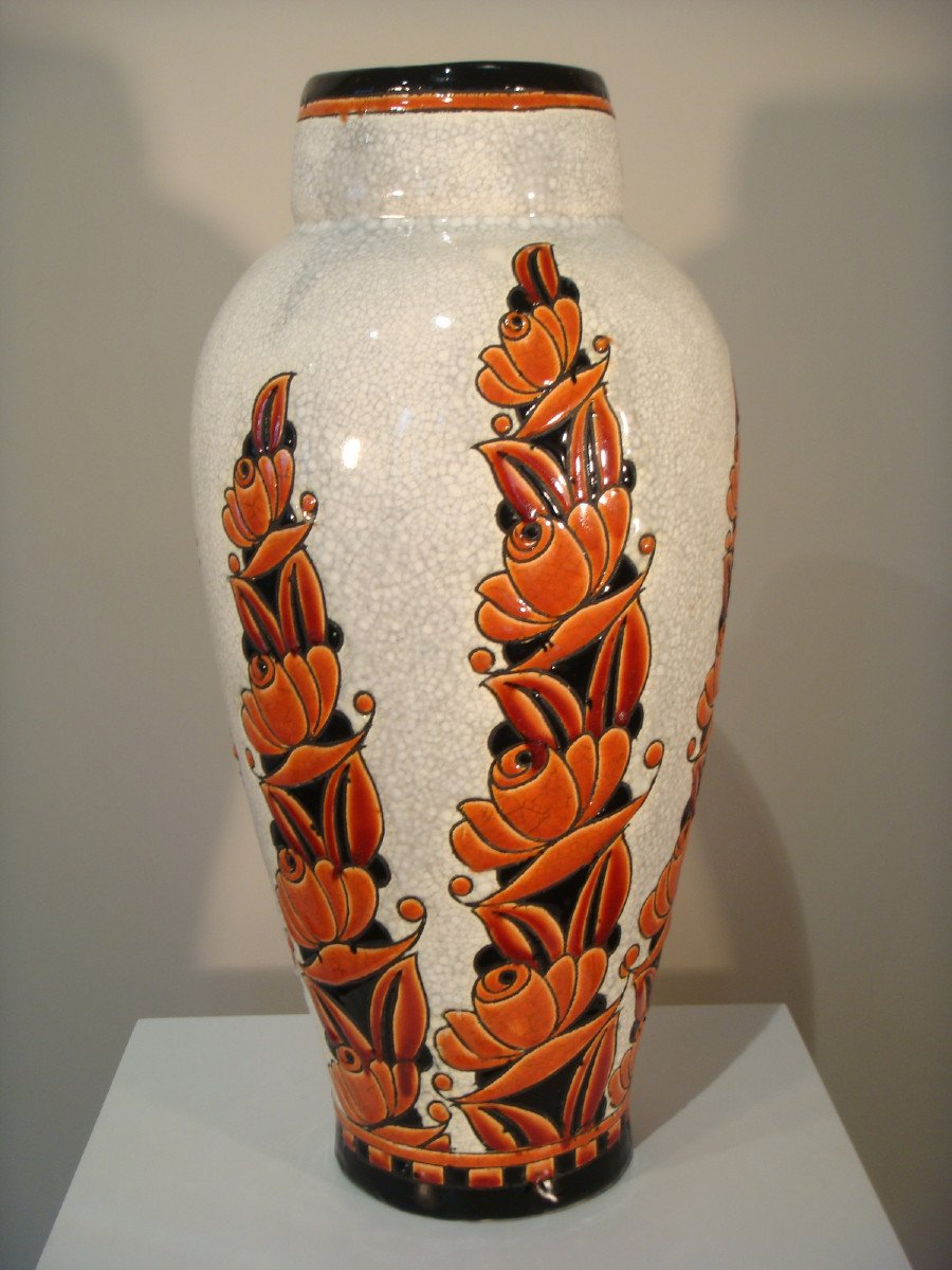 Vase Craquele Coquille D’oeuf Art Deco Boch Frères La Louvière-photo-1