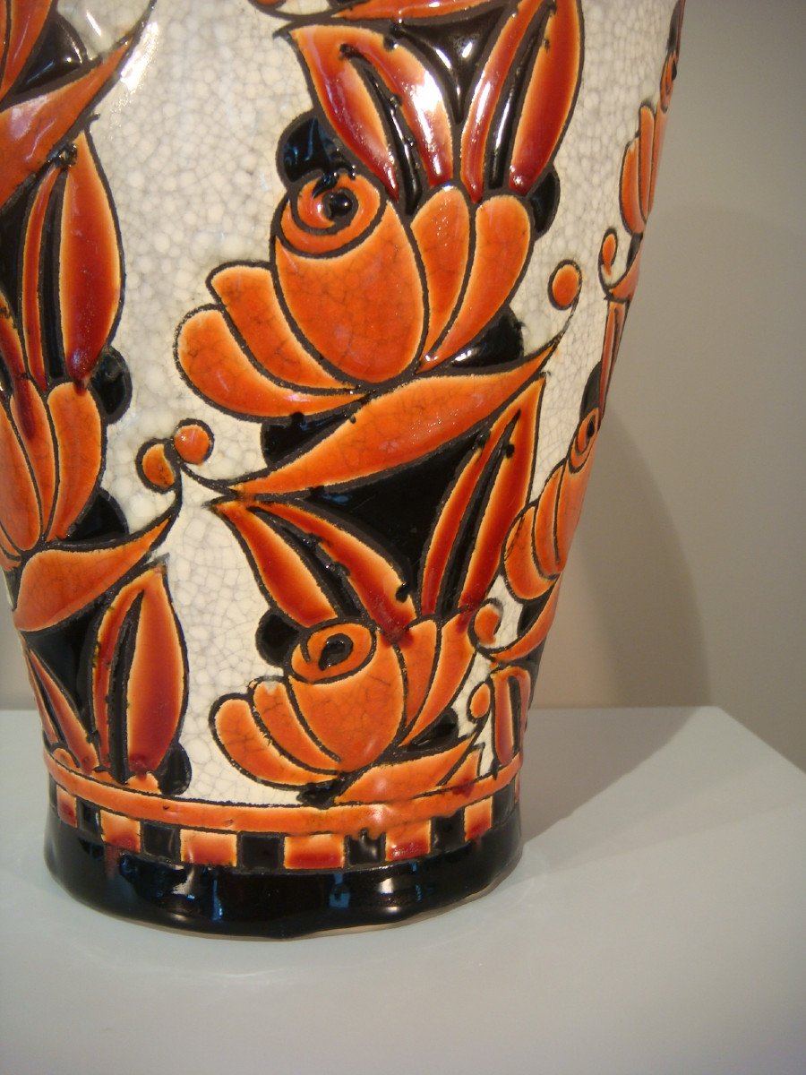 Vase Craquele Coquille D’oeuf Art Deco Boch Frères La Louvière-photo-5