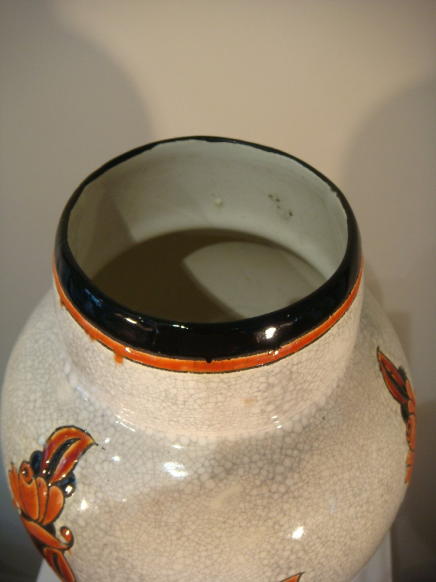 Craquele Vase Eggshell Art Deco Boch Frères La Louvière-photo-6