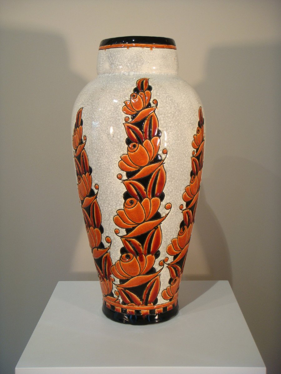 Vase Craquele Coquille D’oeuf Art Deco Boch Frères La Louvière