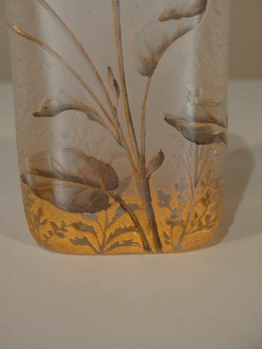 Small Daum Nancy Vase Decorated With Violets Art Nouveau Period-photo-4