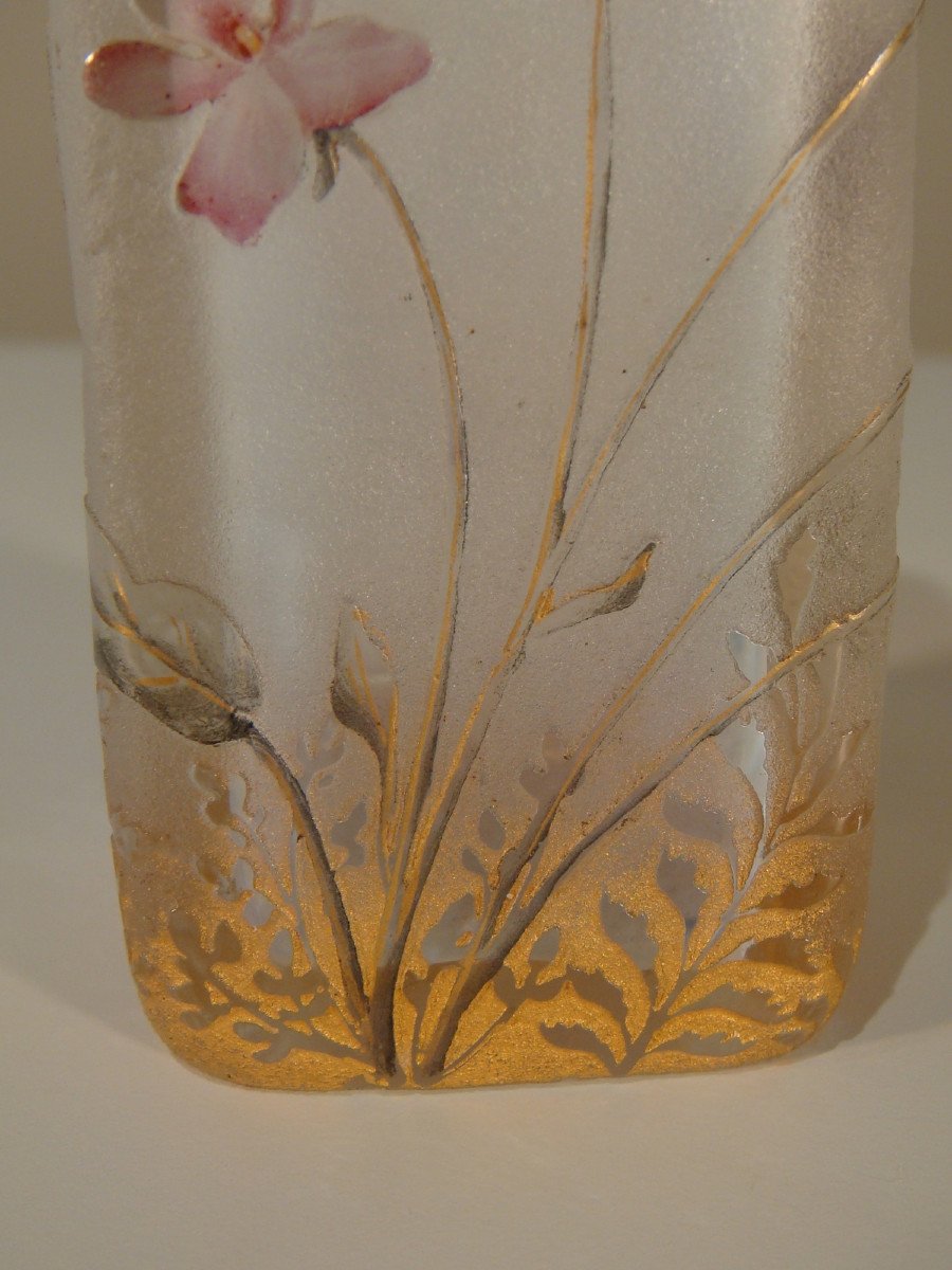 Small Daum Nancy Vase Decorated With Violets Art Nouveau Period-photo-2