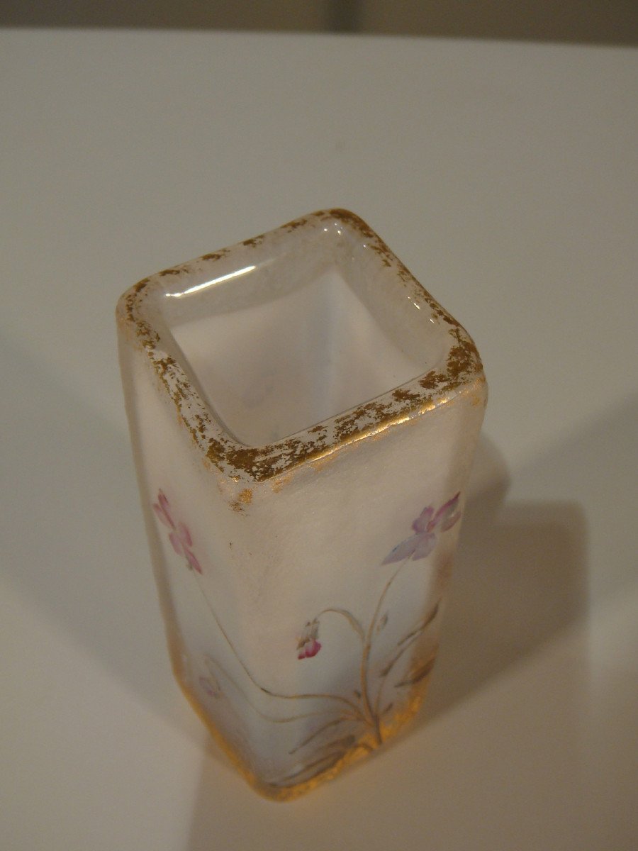 Small Daum Nancy Vase Decorated With Violets Art Nouveau Period-photo-4