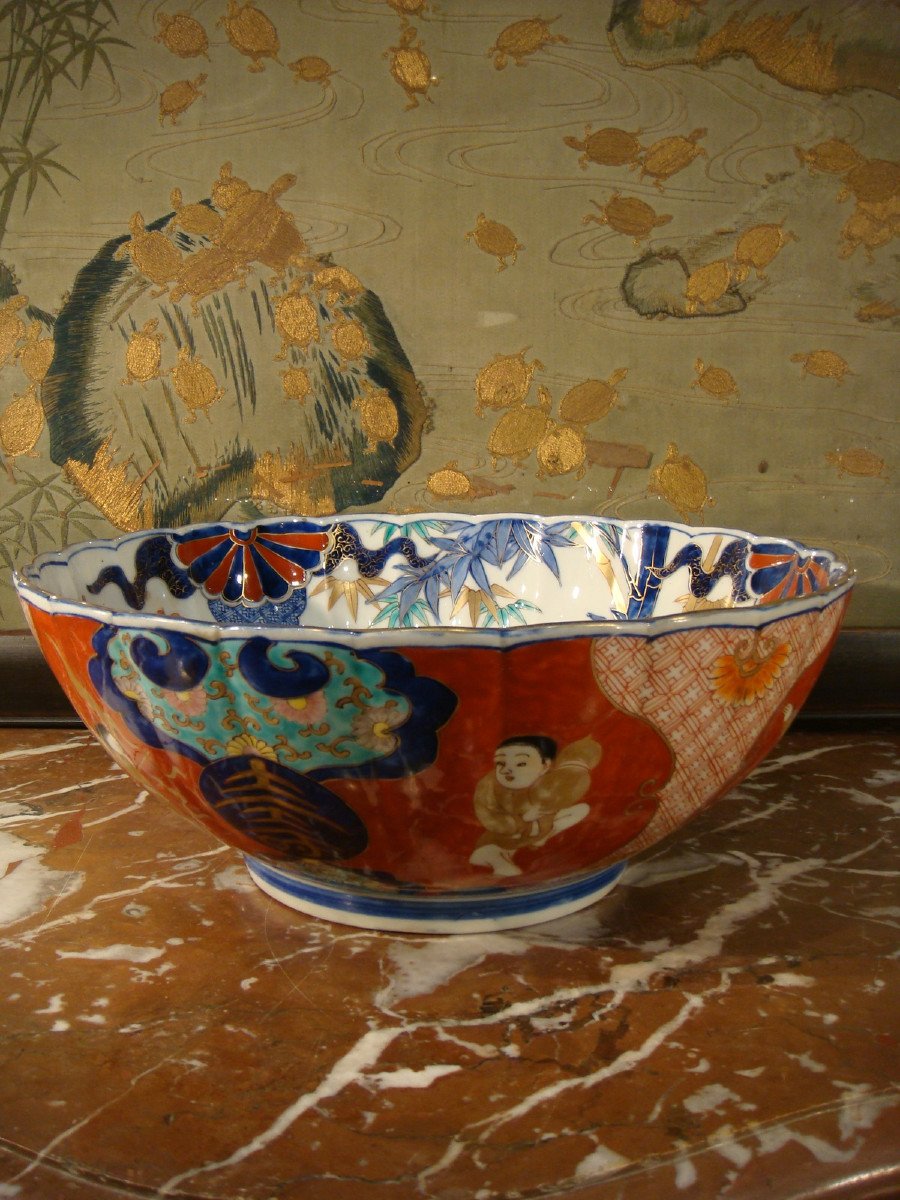 Grand Bol En Porcelaine Imari Japon Epoque XIX ème Siècle.-photo-3