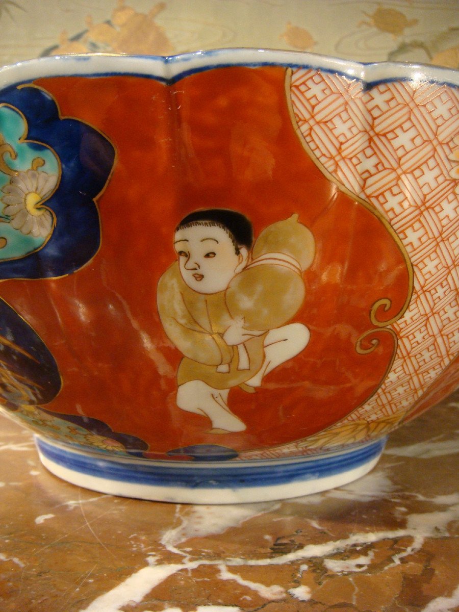 Grand Bol En Porcelaine Imari Japon Epoque XIX ème Siècle.-photo-1