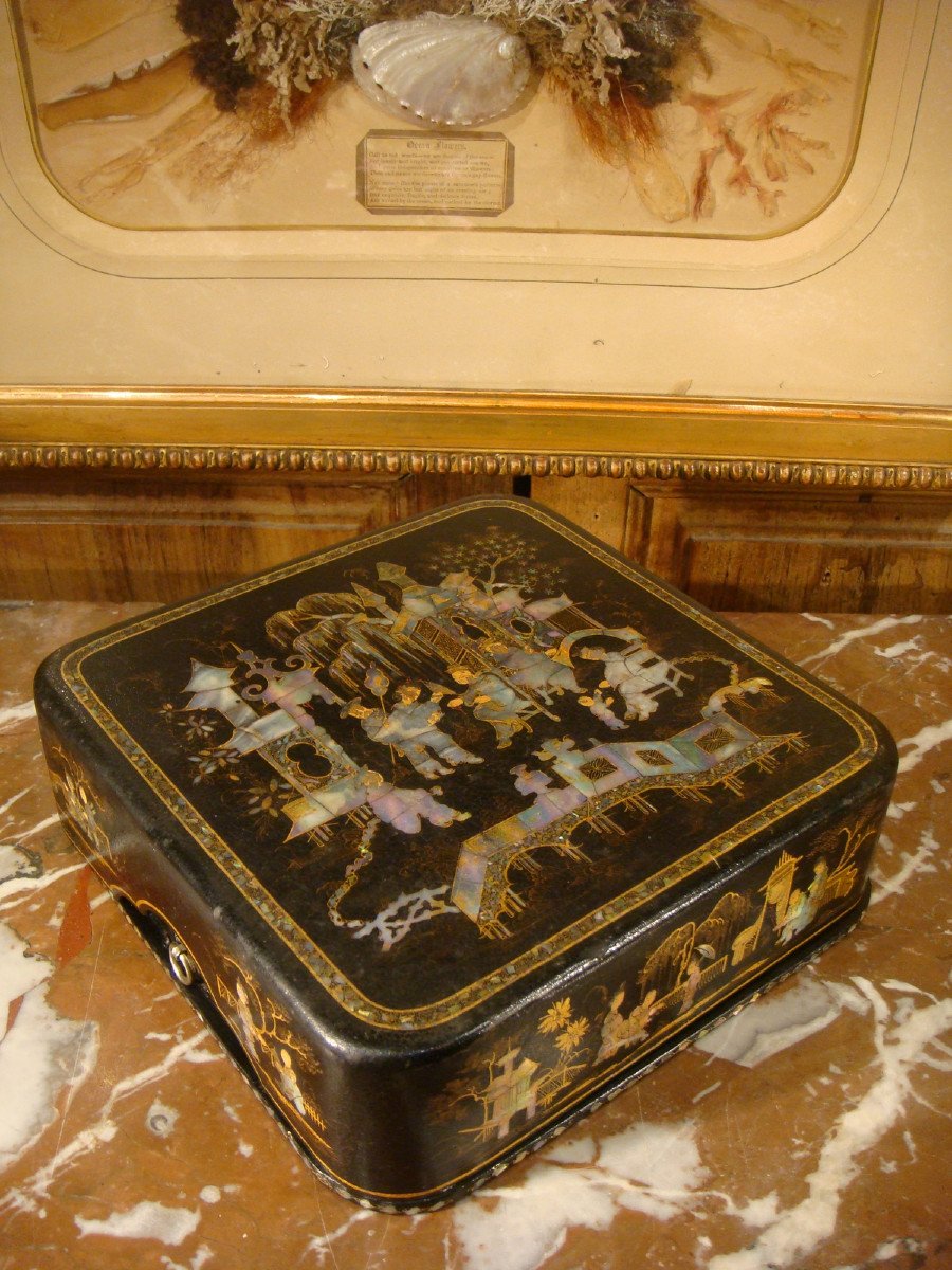 Box Box In Lacquer And Mother Of Pearl Decor Extreme Orient Second Empire Period-photo-4